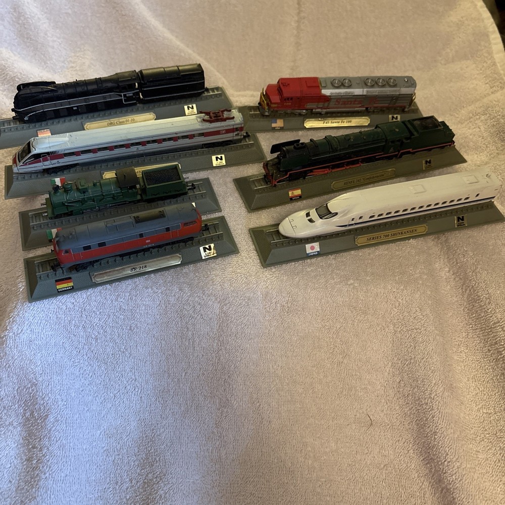 Vintage Del Prado N Scale Display Models 7 Locomotives 1:160 USA Ita Sp Ger 2003