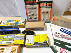Vintage Lot of HO Scale Railroad Train Engines, Cars, Track, Accessories