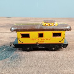 Marx Toy Train Set Kids OS Black Fair Wind-up Union Pacific Seaboard 4pc NO Key