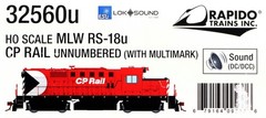 Rapido HO Canadian Pacific CP Rail MLW RS-18u Unnumbered w/ DCC & Sound
