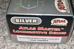 Atlas HO #10 000 338 GP40-2 Phase 1 Master Locomotive Series Silver Conrail 3278