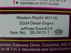 MTH Premier 20-2412-1 Western Pacific SD24 Diesel Engine