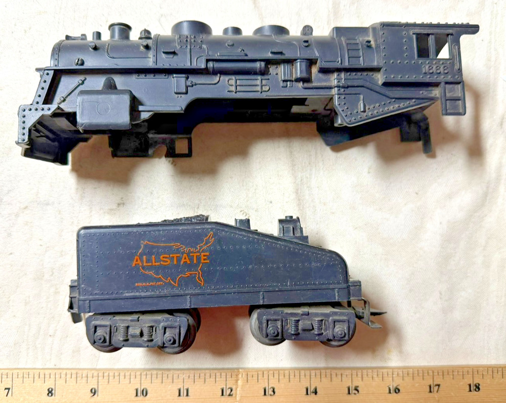 Marx O gauge 1666 plastic engine SHELL + fully intact Allstate slope back tender