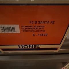 Lionel O Gauge Santa Fe F3 B Unit Diesel Locomotive Command 6-14539