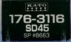 KATO 176-3116 “N” Gage SP Southern Pacific SD45 Diesel Loco #8663 NEW