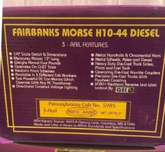 MTH O GUAGE FAIRBANK MORSE H10-44 DIESEL ENGINE PRR MT-2075LP NRFB!!