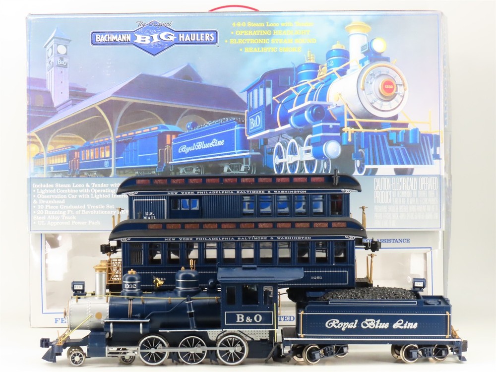 G Scale Bachmann 90016 Royal Blue Steam Locomotive Passenger Train Set