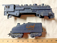 Marx O gauge 1666 plastic engine SHELL + fully intact Allstate slope back tender