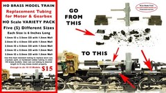 HO Scale Brass Locomotive Replacement Tubing for Motor and Gearbox Shafts NEW!
