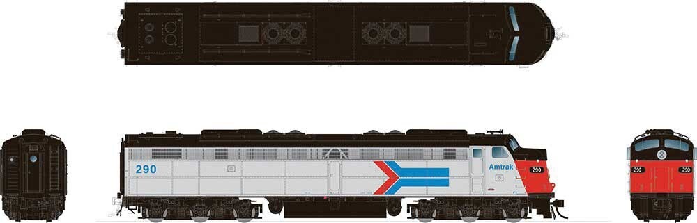 Rapido 28503 HO EMD E8A – Sound and DCC Amtrak #296 (Phase I; silver, red, blue,