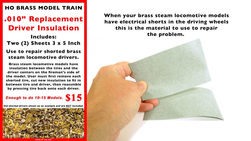 HO Scale Brass Steam Locomotive Replacement Insulation for Driving Wheels NEW!