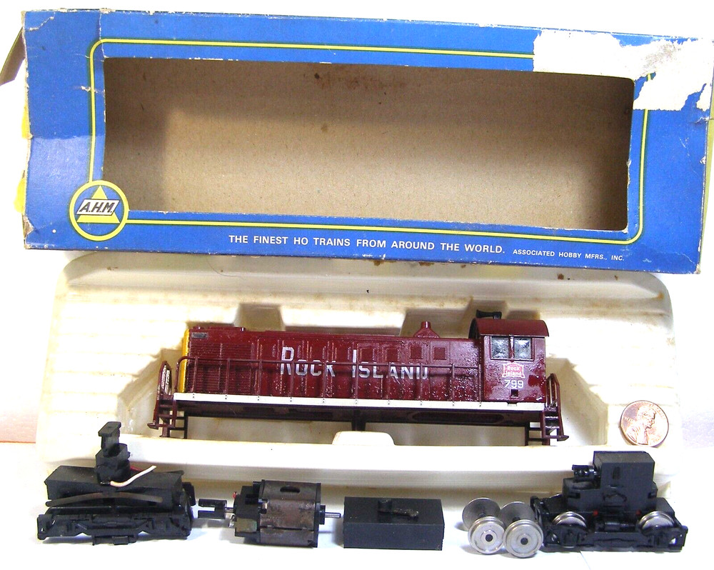 A.H.M. HO Model RR Diesel Switcher for Parts/Repair Rock Island 799 IJT