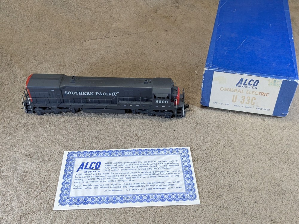 ALCO Models HO Brass D-137 G.E. U-33C Diesel Locomotive Southern Pacific #8600