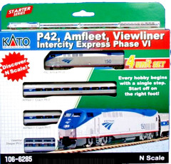 Kato N Phase VI 4-Car Set P42 Amfleet Viewliner Intercity Express #106-6285~NEW