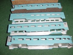 HO OK Streamliners 6 Aluminum passenger car shells Painted for VIA RAIL