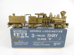 Pacific Fast Mail Brass HO Scale Class B 3-Truck Shay Geared Logging Locomotive