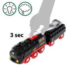 Battery-Operated Steaming Train: Motorized Engine with Lights & Steam for Kids