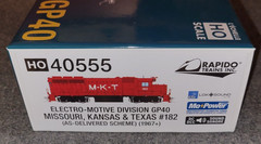 Rapido HO Scale Missouri-Kansas-Texas MKT GP40 Red/White DCC/Sound #182