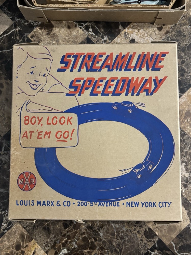 Marx Streamline Speedway Wind-up Race Cars Comet & Racer Beautiful Condition