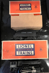 Postwar Lionel 1656 Switcher & 6403B Tender With Bell +NICE ORIGINAL BOXES 1949