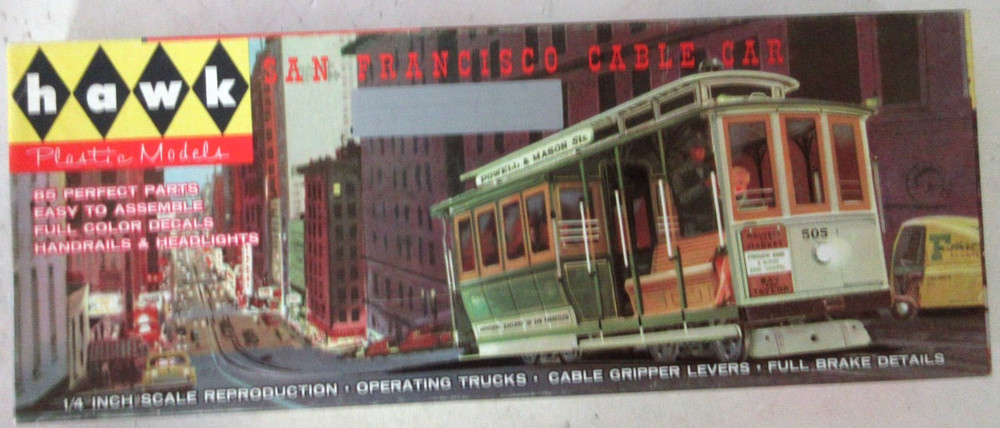 Vintage Hawk 1/4″ Scale San Francisco Cable Car 517 Plastic Model Kit 1959
