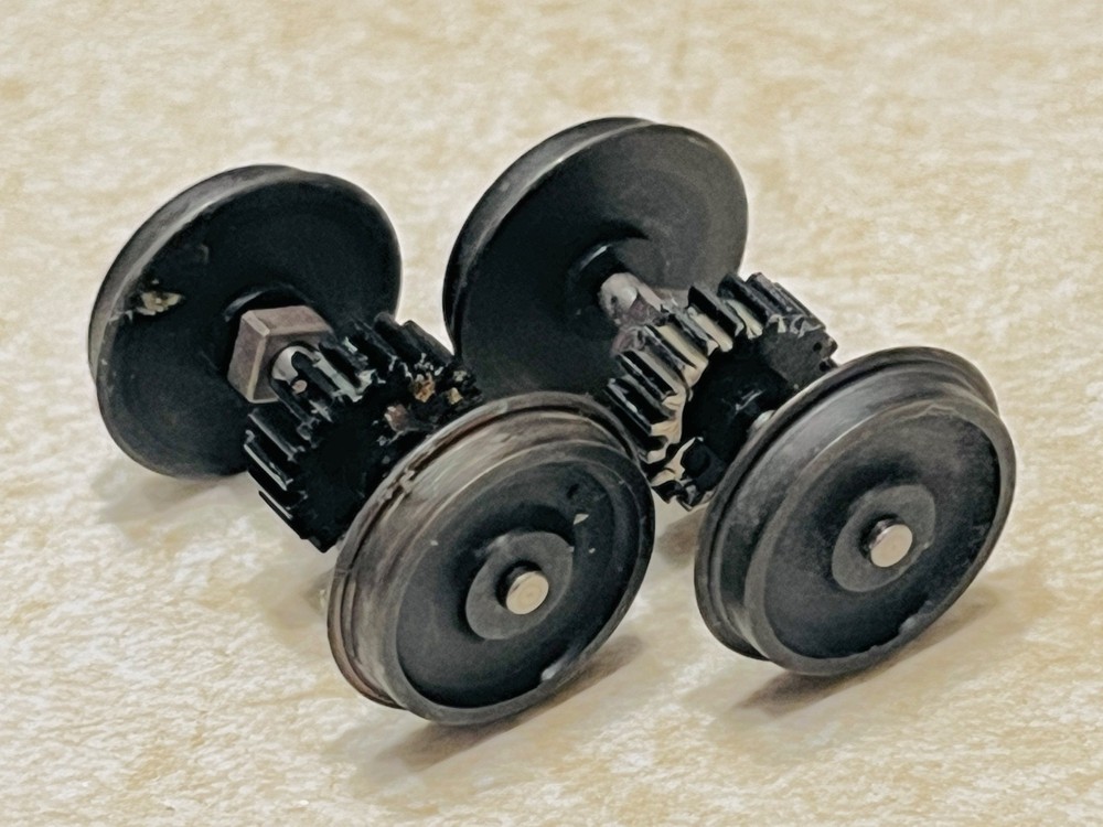 Pair of American Models S Scale Diesel Wheelsets
