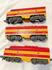 MTH RailKing O 3-Rail #RK2007L/RK2012B F3 A+B+A Diesel Set Florida East Coast