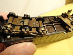 HO-GAUGE VTG. UNION PACIFIC DIE CAST 6-AXLE CAST BOTTOM 3- AXLES ARE MISSING .