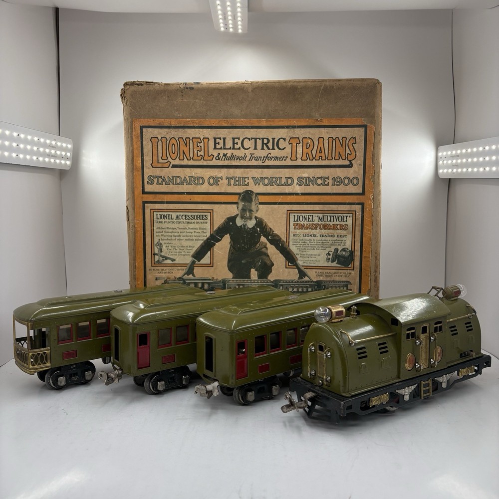 Lionel 266E Set 254E 610 612 Electric Locomotive Olive Green Prewar O Pullman
