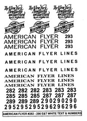 AMERICAN FLYER 4-6-4 PACIFIC #282-#296 “WHITE” Decal Set Plus