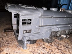 LIONEL # 1666E O-GAUGE DIECAST GUNMETAL STEAM ENGINE AND TENDER, PREWAR