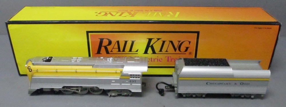 MTH 30-1161-1 O C&O Streamlined Hudson Steam Locomotive & Tender w/PS1 #491 LN
