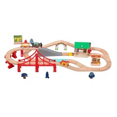 Battery Operated Locomotive Train for Wooden Tracks, O Gauge, Black & Red
