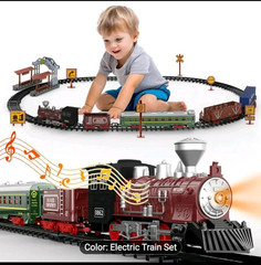 Motorized Train Set Classic Train Toys Steam Locomotive Engine Lights And Sounds