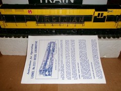 LIONEL POSTWAR #2331 VIRGINIAN F-M TRAINMASTER W/OP. INSTR.