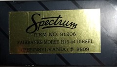 Spectrum #81206 Fairbanks Morse H16-44 diesel switcher Pennsylvania #8809