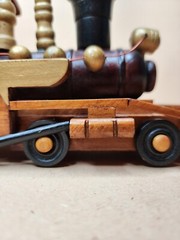 Vintage Wooden Train Candy Holder Handmade 10.5” x 3 1/4” Brown Color