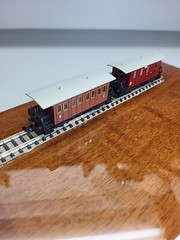 Minitrix 3068/3069 Passenger Car 3. Class / Baggage Car Der K.Bay.sts.b. German