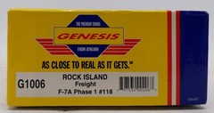 Athearn G1006 HO Scale Rock Island F-7A Phase I Freight Diesel Locomotive #118