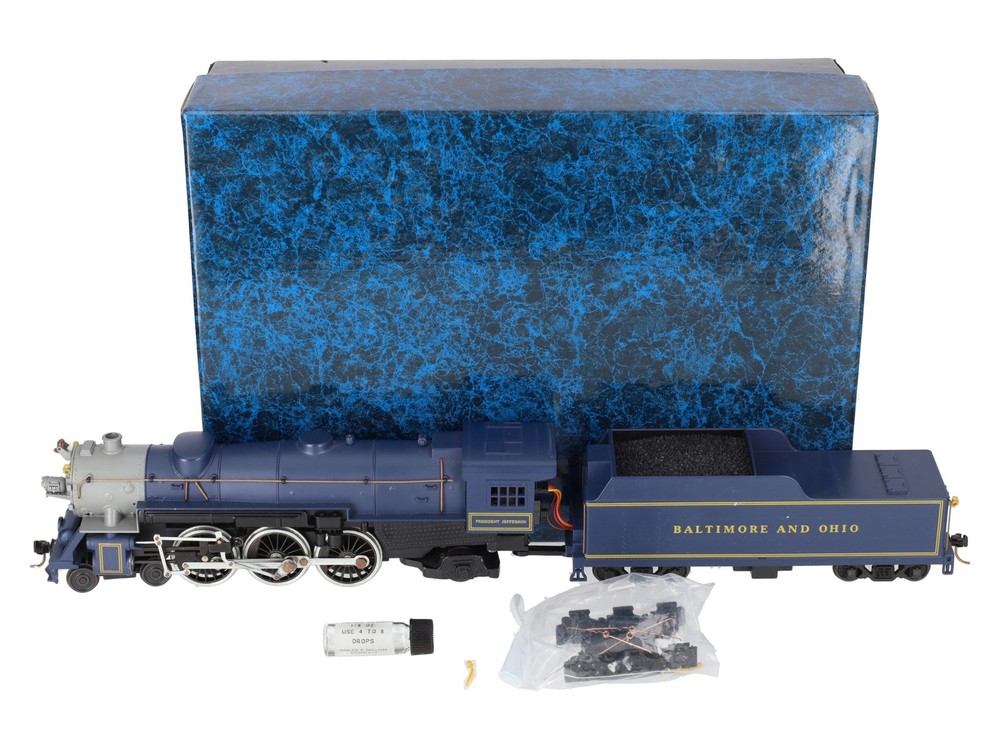 American Models S Scale B&O 4-6-2 Steam Locomotive & Tender W/Chug & Smoke DC LN