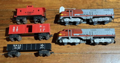 Vintage Marx 1095 Santa Fe Diesel Locomotive Set w Dummy, Boxcar Gondola Caboose