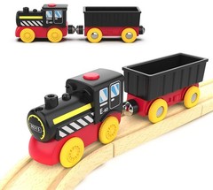 Battery Operated Locomotive Train, 1.8 x 3.8 x 11 inches, Black & Red