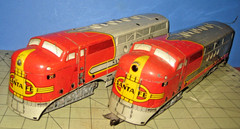 1950 Marx #21 Santa Fe F-3 Diesels. Power & Dummy, Sheet metal, not running C-6