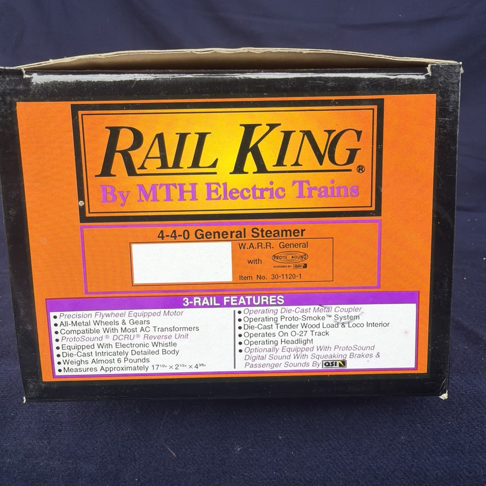 NIB NEW MTH RailKing 30-1120-1 Western and Atlantic 4-4-0 General Steamer