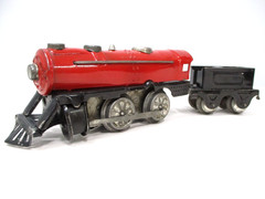 Marx Joy Line 105 Loco Red, Black Windup, 351Tender Prewar O gauge X8636