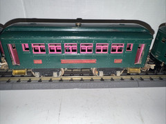 LIONEL PREWAR O GA. 251E ELECTRIC BOX LOCO & 605, 606 LIGHTED PASSENGER CAR SET