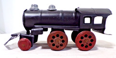 Vintage Nonpareil Tin Litho STEAM LOCOMOTIVE TOY FLOOR TRAIN – See Below