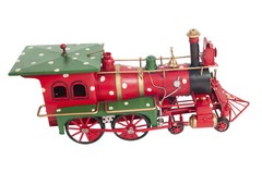 Holiday Christmas Ornament Steam Locomotive 1900s Metal Model 27.5″ Train Decor