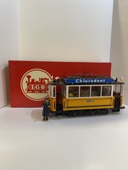 LGB 2035 G Scale Unlettered Yellow Motorized Trolley Used W/ Box & Sticker Sheet