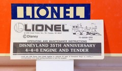 O GA. LIONEL # 6-18013 DISNEYLAND 35th ANNIVERSARY 4-4-0 LOCOMOTIVE – BOXED